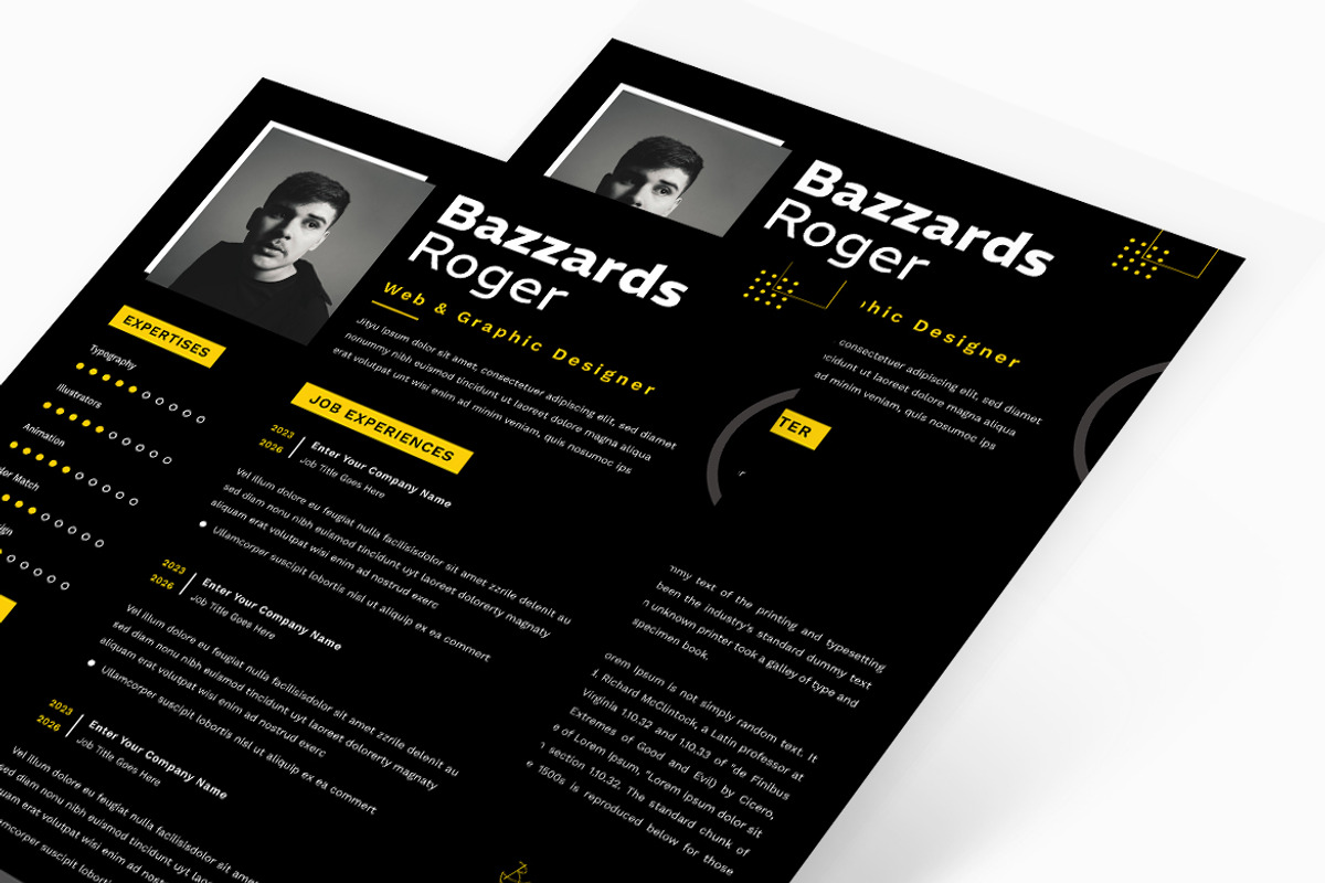 Black Style Resume CV, a Resume Template by iDoodle Studio (Photo 3 of 3)