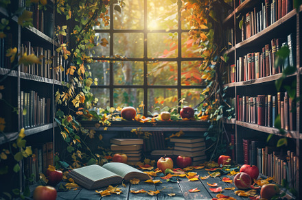A stack of colorful books with a pair of glasses resting on top, surrounded by, a School & Education Photo by Textures & Backgrounds