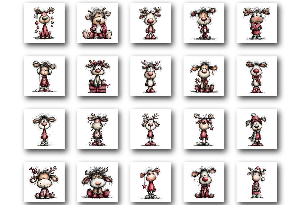 Whimsical Christmas reindeer Clipart, an Illustration by Designworld (Photo 3 of 6)