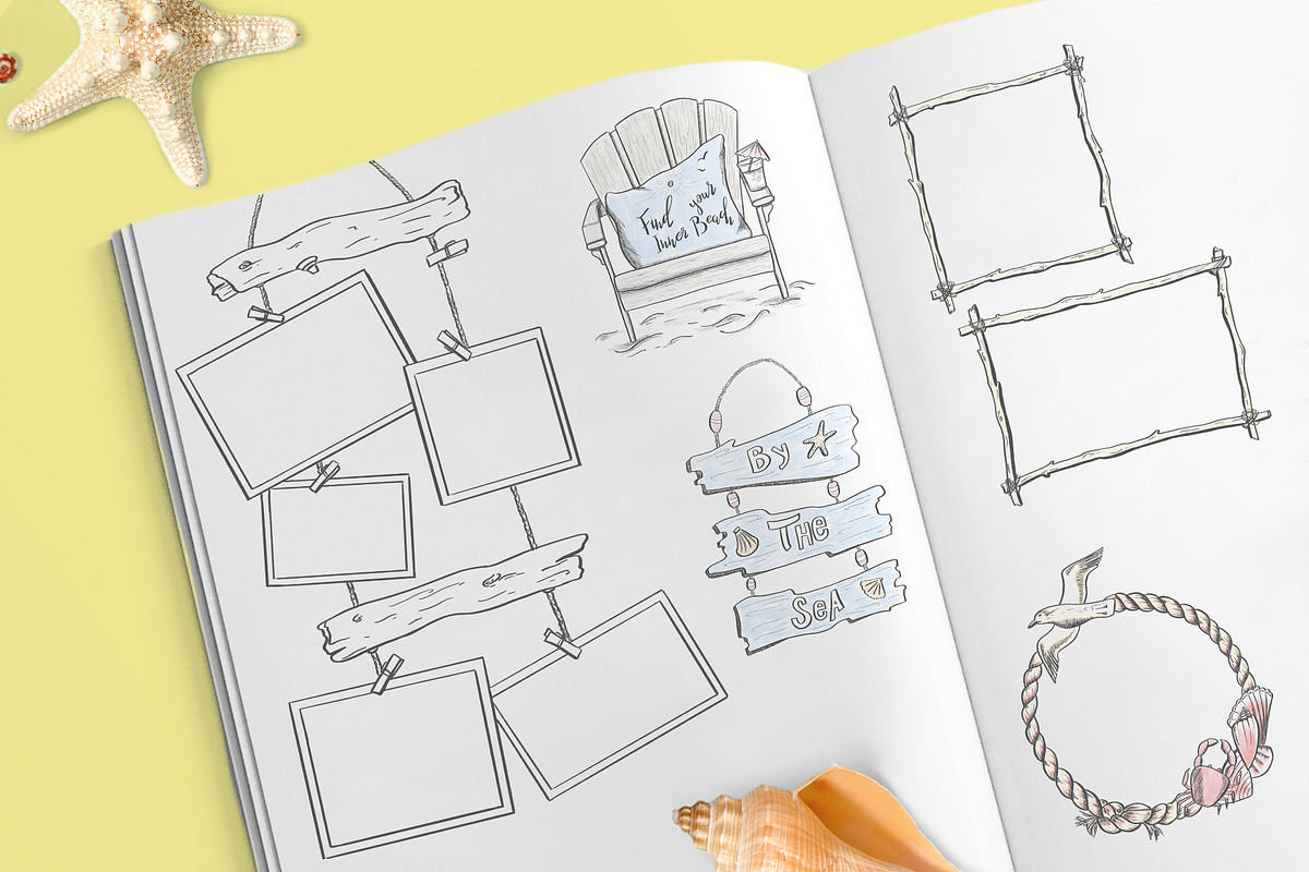 Beach themed illustrations & frames, an Illustration by Kate Snitser (Photo 1 of 5)
