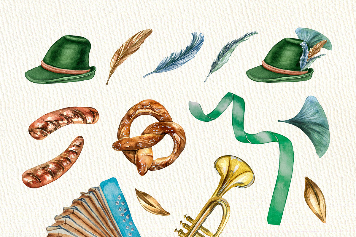 Beer festival watercolor collection, a Decorative Illustration by Kate Lanbina (Photo 3 of 15)