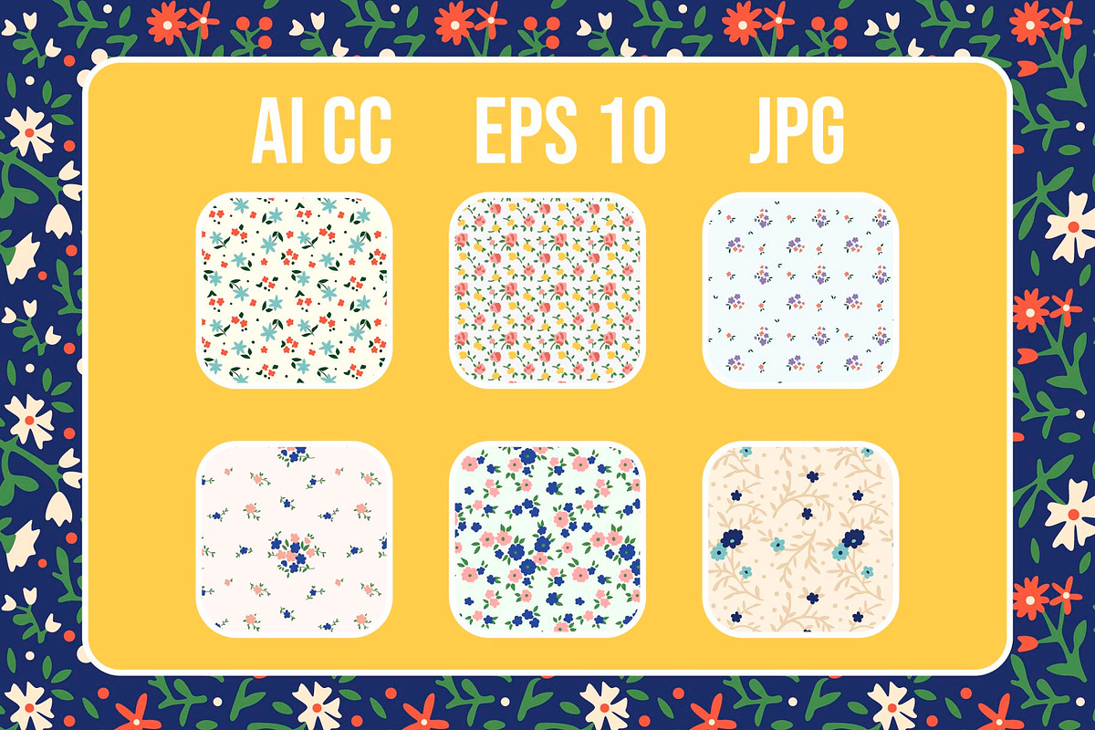 SITETS 12 retro floral patterns, a Pattern Graphic by Minkina (Photo 3 of 4)