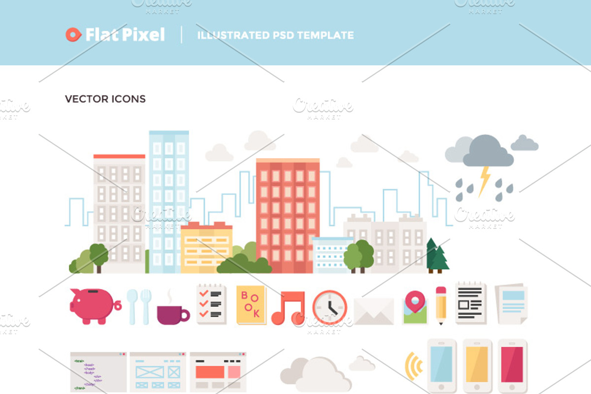 FlatPixel - Illustrated PSD Template, a Landing Page Template by Mgd.Design (Photo 5 of 5)