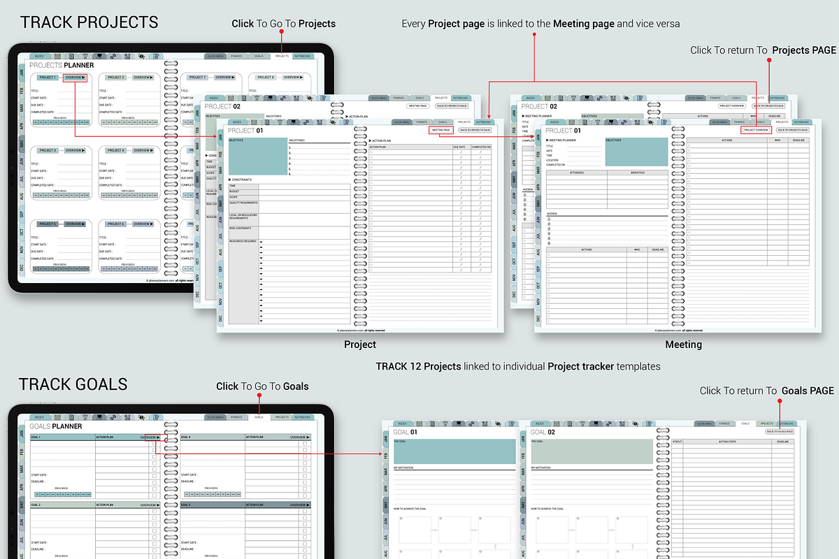 Ultimate Digital Planner Blue Editio, a Branding & Logo Template by Plamarplanners (Photo 10 of 10)