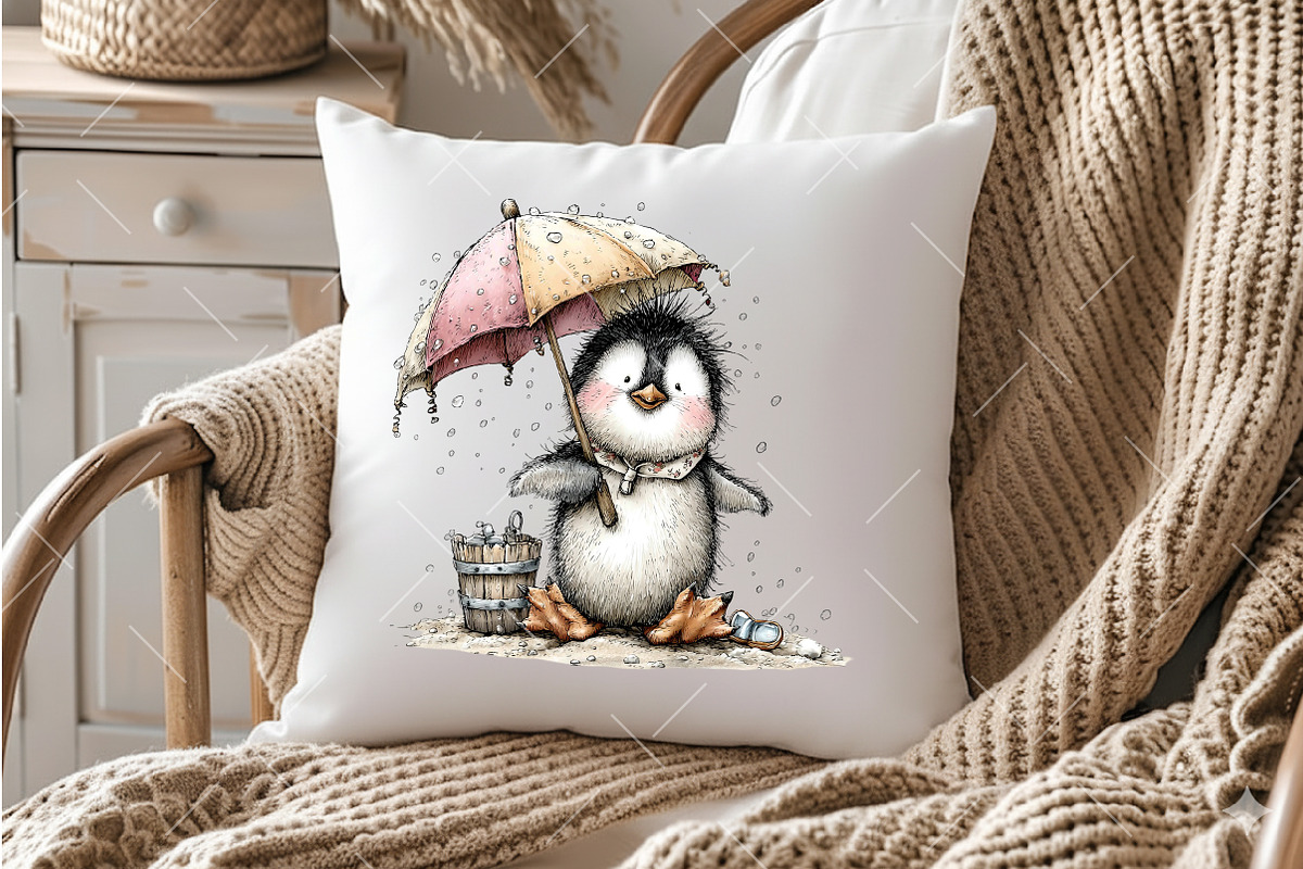 Whimsical Summer Penguin Clipart, an Illustration by OK Design (Photo 6 of 6)