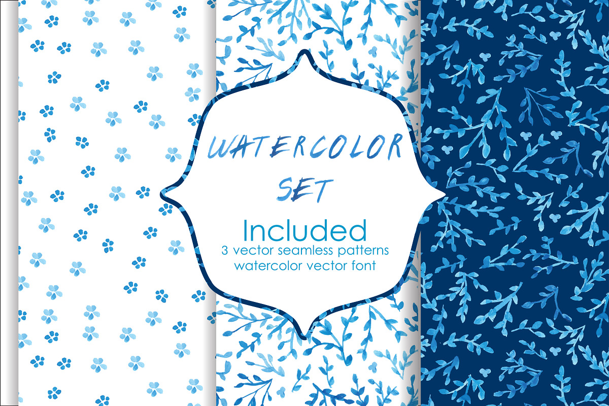 Watercolor seamless vector patterns