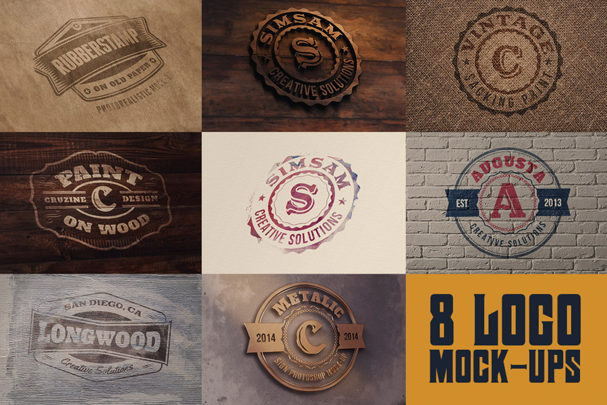 8 Realistic Logo or Text Mock-ups, a Product Mockup by Cruzine (Photo 1 of 9)