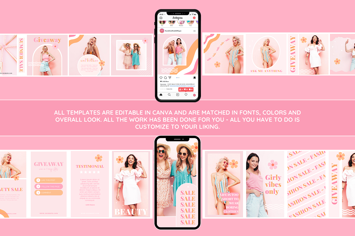 Peach Pink Instagram Templates, a Social Media Template by SunshineStudioBoutique (Photo 11 of 12)