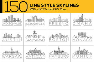 150 - Linear Style City Skylines