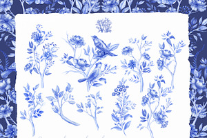 Blue Watercolor Floral Collection