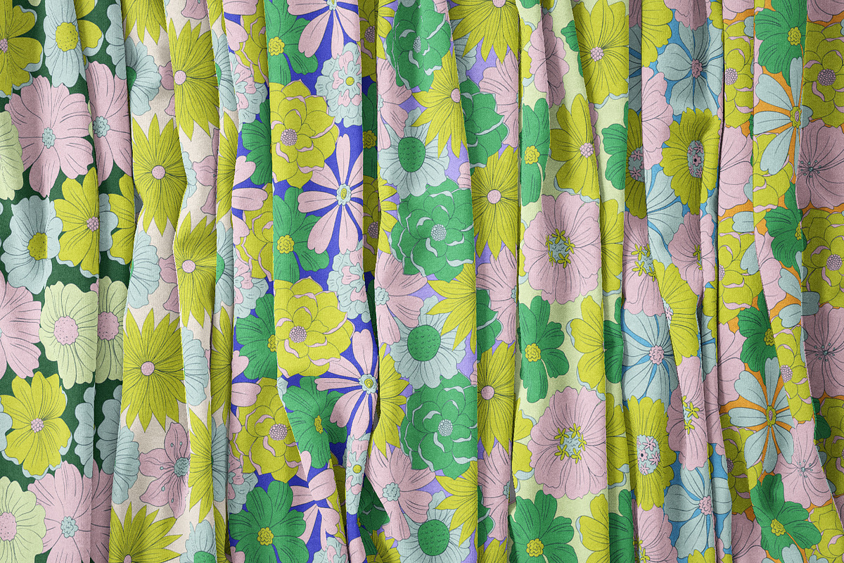 Fresh Summer Retro Floral Patterns, a Pattern Graphic by Tiger and Flower (Photo 3 of 20)