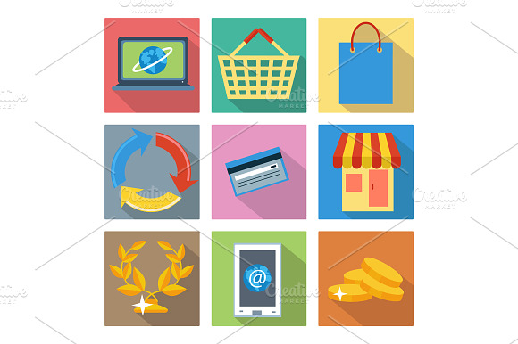 Square Icons For Internet Shopping