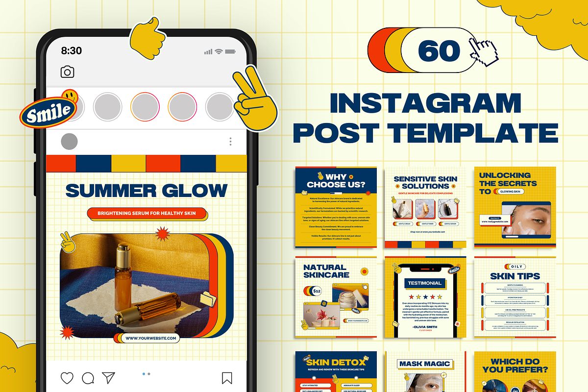 120 Modern Instagram Pack Skincare, a Social Media Template by Branding Victory STD (Photo 3 of 10)