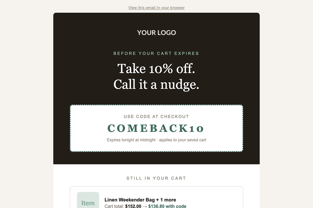 Mailchimp Abandoned Cart Templates, an Email Template by Art Club (Photo 4 of 4)