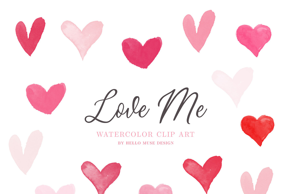 Heart Clip Art - Watercolor Hearts, an Illustration by Hello Muse Design