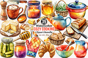 Watercolor Cozy Cooking Clipart, an Illustration by Canvas Craft (Thumbnail 1 of 7)