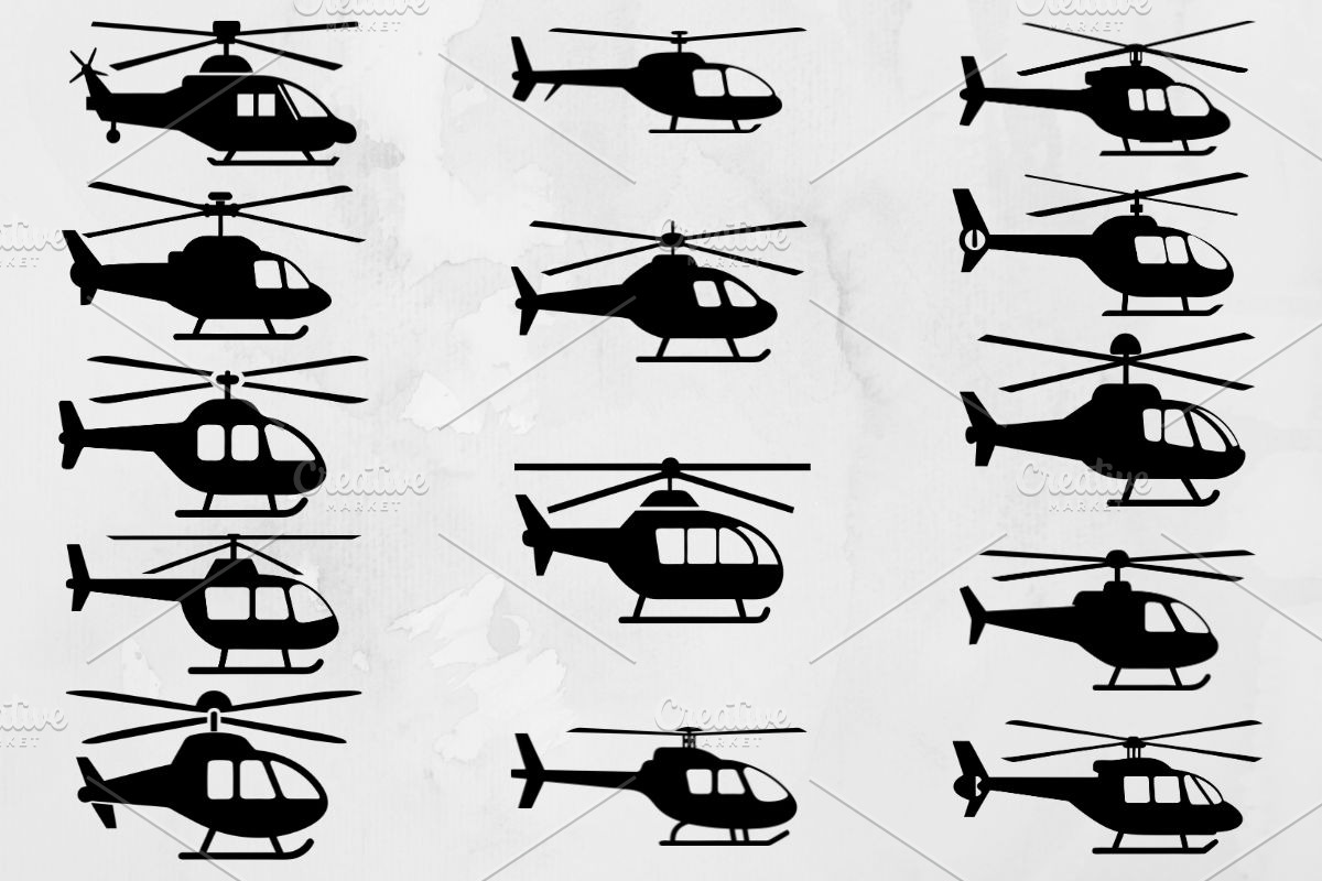 Helicopter Silhouette SVG, a Transportation Illustration by newminddesign (Photo 1 of 10)