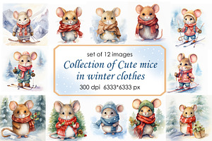 Cute Little Mouse In Winter Clothes