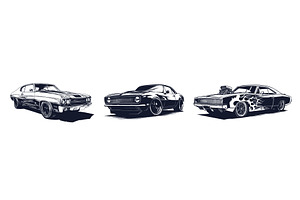 Muscle car drawing. Vintage american, an Object Illustration by Stock-Smart-Start