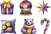 Purple And Yellow Christmas Clipart, an Illustration by Black Bird Studio (Thumbnail 6 of 6)
