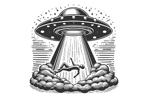 UFO Abduction with Alien Beam, an Illustration by AlexArt