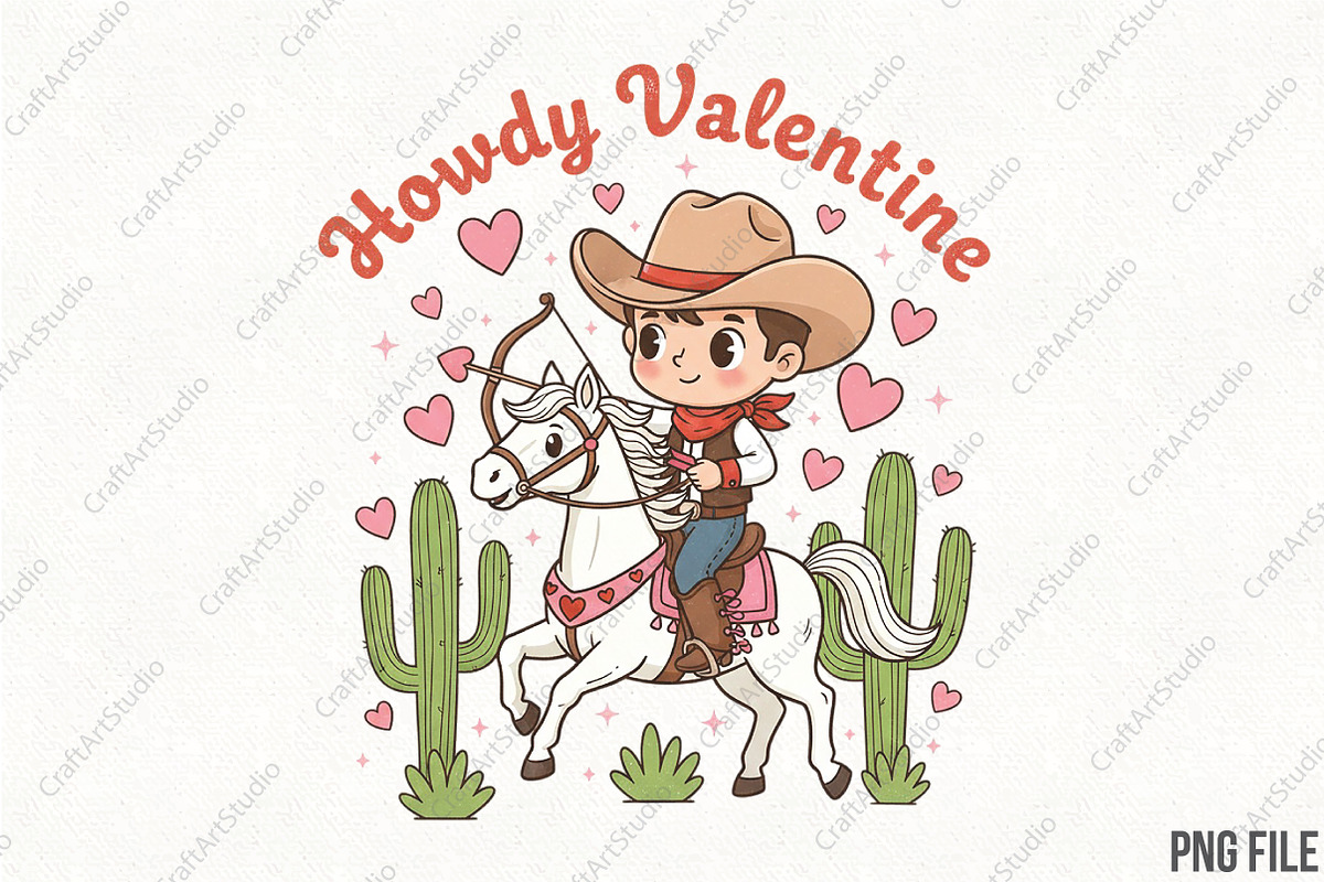 Howdy Valentine Retro Valentine PNG, an Illustration by CraftArtStudio (Photo 1 of 4)