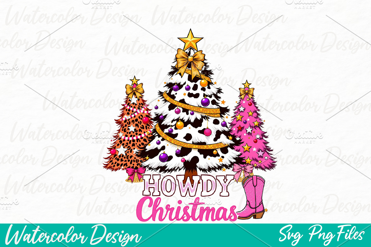 Howdy Christmas Png, an Illustration by Watercolor design (Photo 1 of 3)