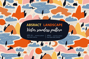 Abstract landscape seamless pattern