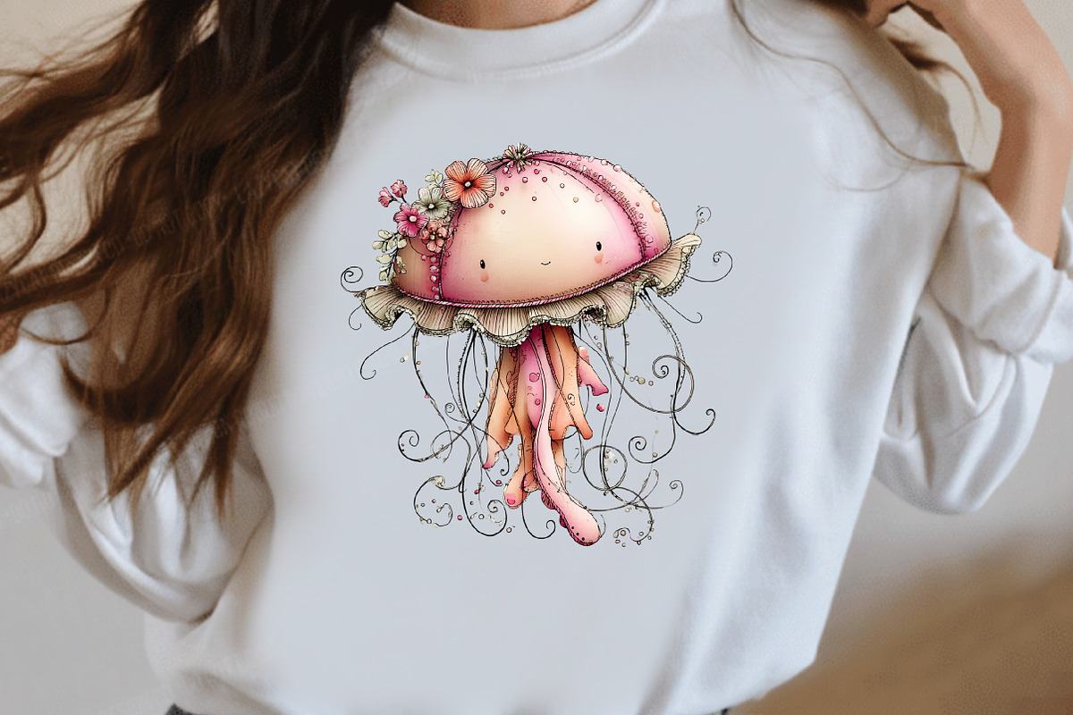 Whimsical summer jellyfish clipart, an Illustration by Designworld (Photo 7 of 8)