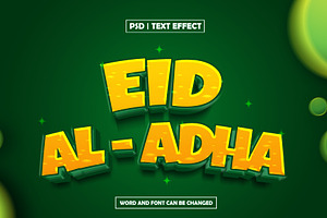 Eid aladha 3d text effect