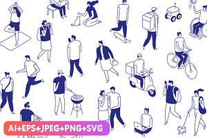 150+ Isometric Line People Set, a Person Illustration by Vector_Art