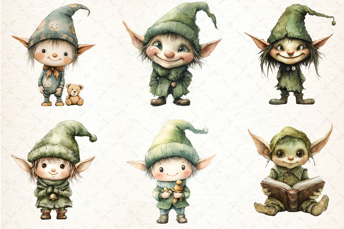 Whimsical Elf Clipart Bundle, an Illustration by DreamCafeArt (Photo 5 of 8)
