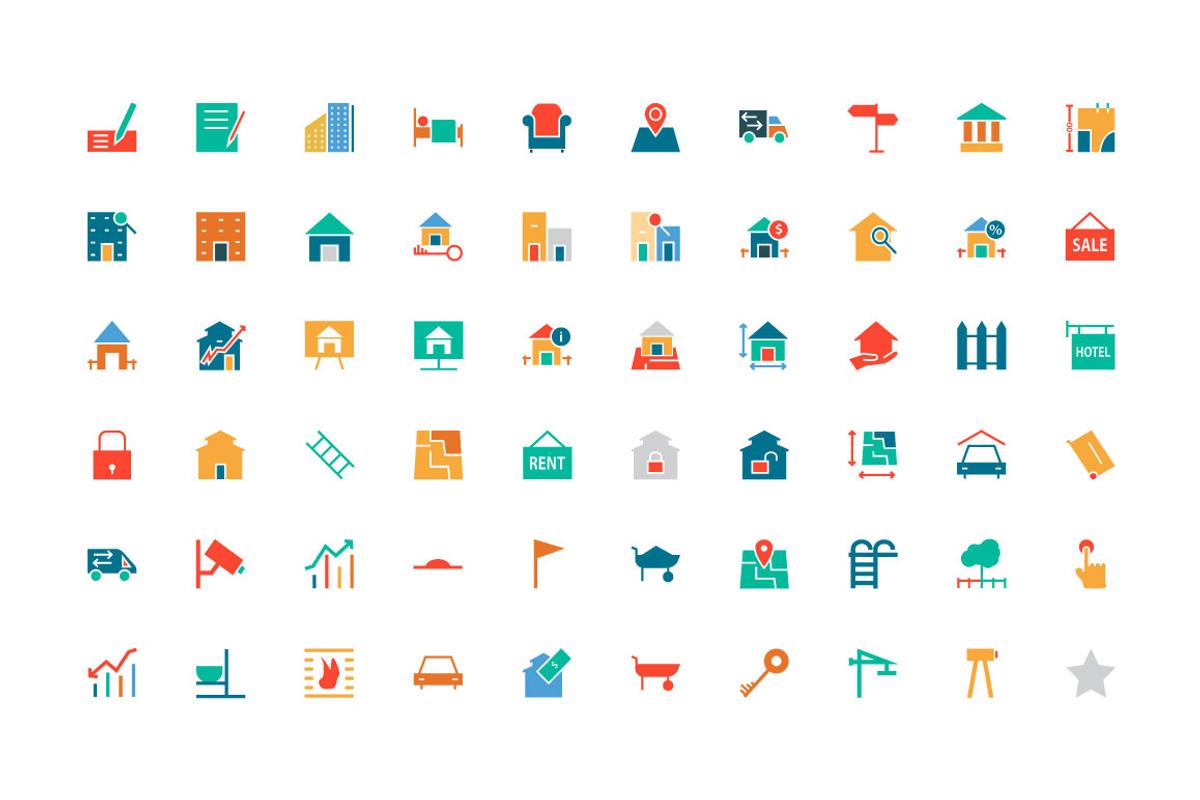 150 Real Estate Colored Icons, an Outline Icon by Creative Stall (Photo 2 of 3)