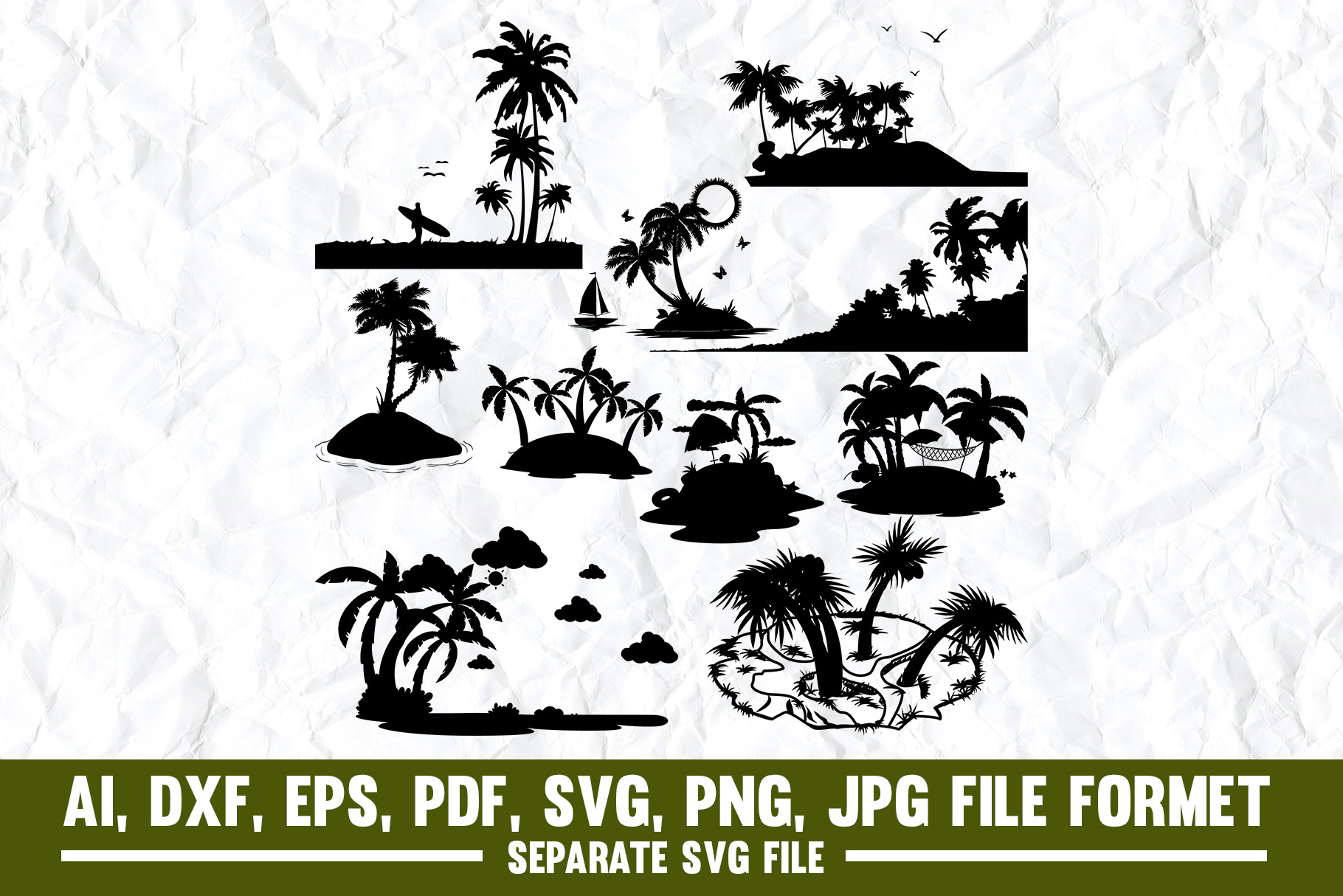 Islands svg-Beach-Sea-Palm Tree-vector