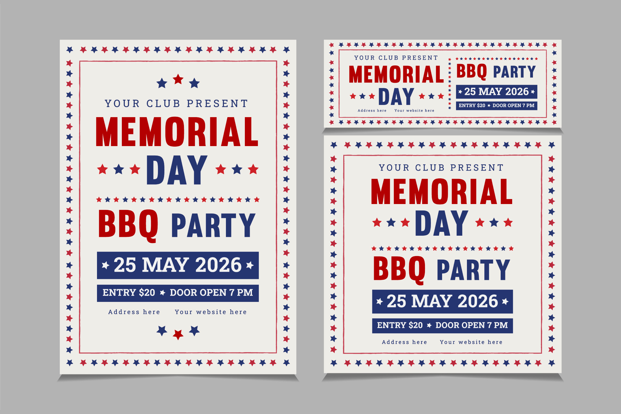 Set of memorial day barbeque design, an Invitation Template by ...