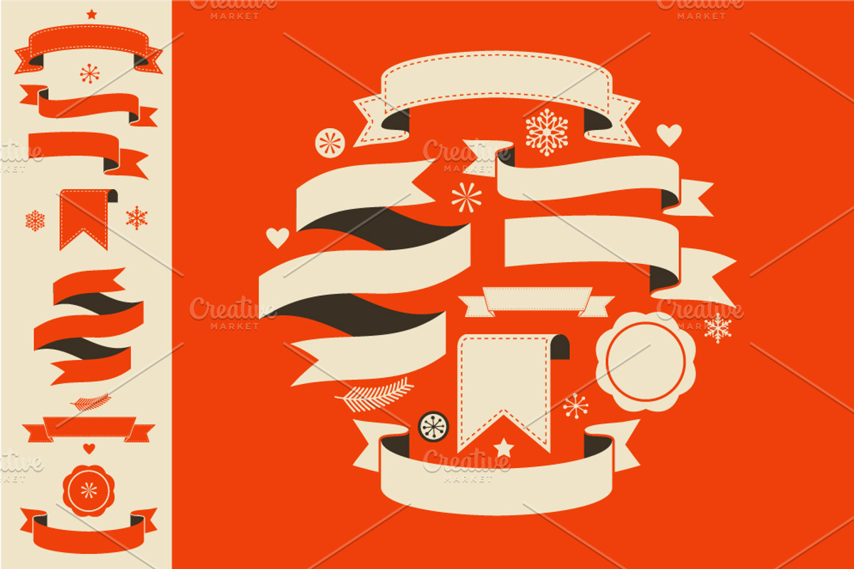 Set of christmas ribbons & banners, an Illustration by Marish (Photo 1 of 3)