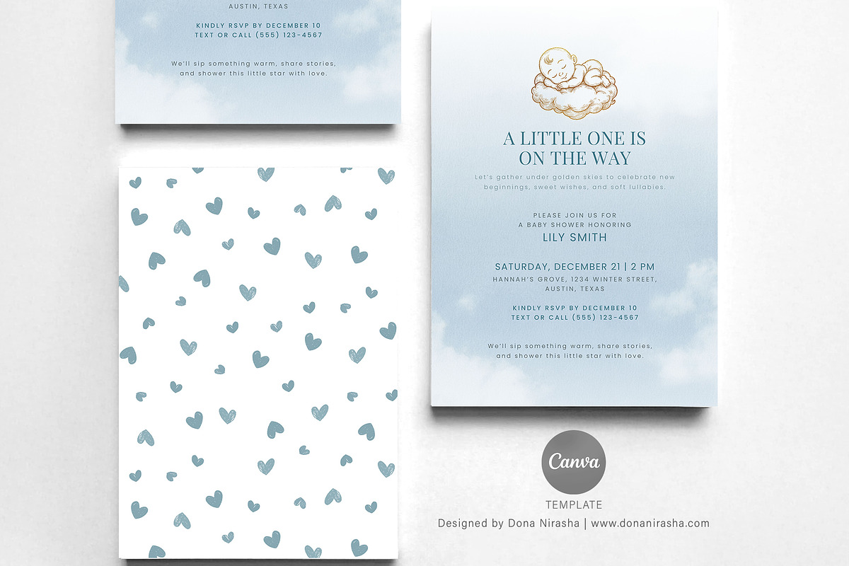 Baby Shower Invite Canva Temp - 31, a Marketing Template by BloomToLife By Dona (Photo 2 of 5)