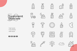 Treatment Skincare Outline Icons, an Outline Icon by Bloodline