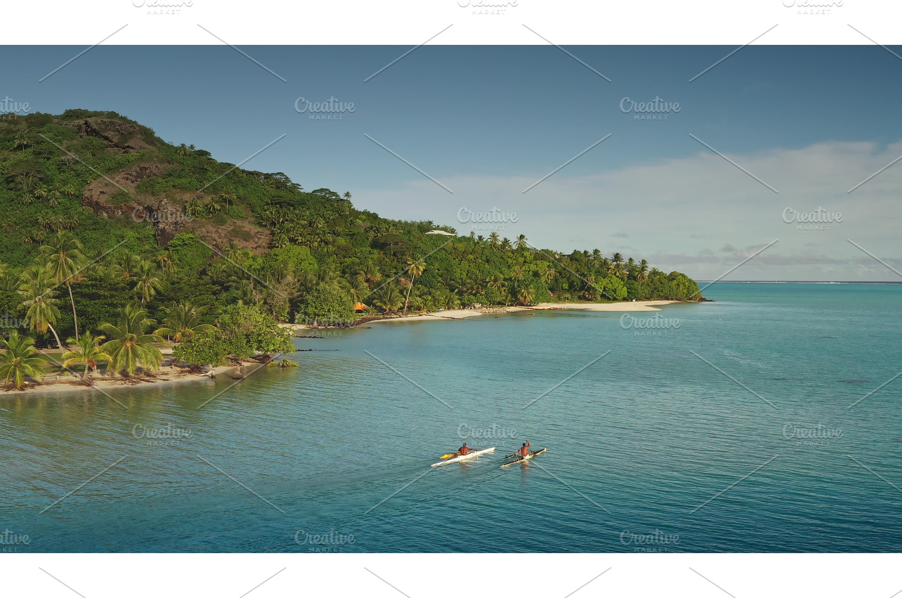 Tourists kayaking in the turquoise, a Sports & Recreation Photo by Goinyk