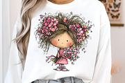 Whimsical Girl With Flowers Set, a Transportation Illustration by SinaCreation (Thumbnail 4 of 7)
