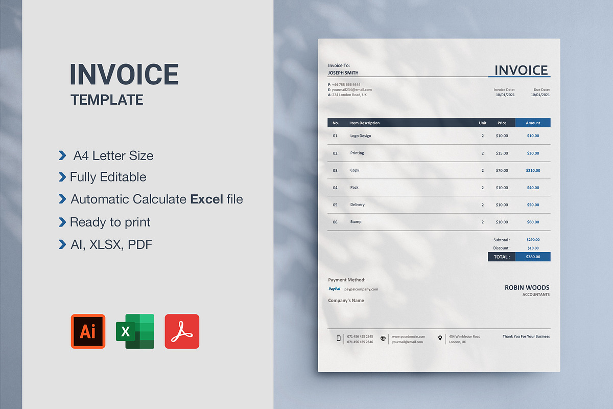 Minimal Invoice Template, a Product Mockup by Ree_Creative (Photo 1 of 2)