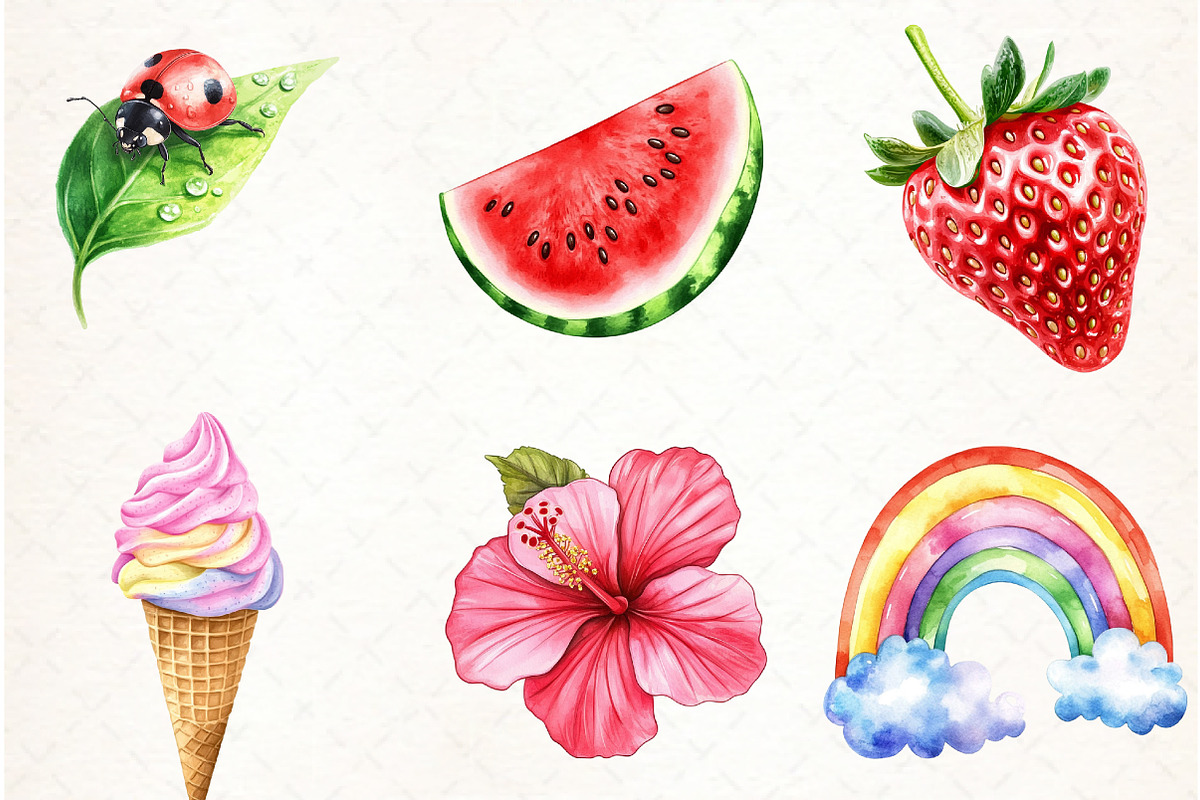 Watercolor Spring & Summer Clipart, an Illustration by Watercolor design (Photo 4 of 4)