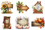 Autumn Wooden Signs Clipart, an Illustration by DreamArtGraphic (Thumbnail 3 of 4)