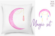 Magic crystals, moon and mushrooms., an Illustration by AnaGuziiArt (Thumbnail 3 of 9)