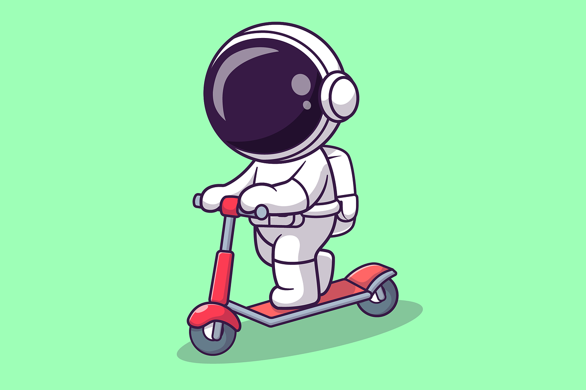 Cute Astronaut Riding Scooter, a Technology Illustration by Catalyst Labs (Photo 3 of 3)