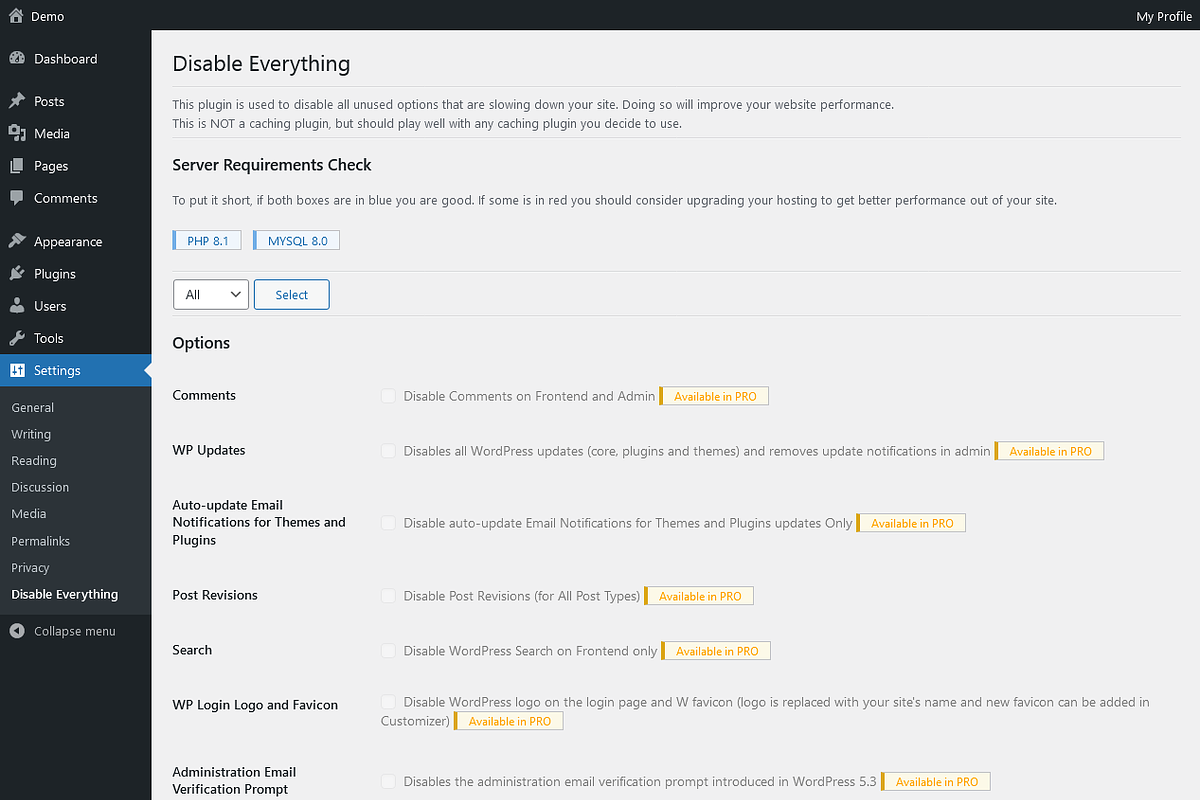 Disable Everything, a WordPress Template by Dessky (Photo 2 of 3)