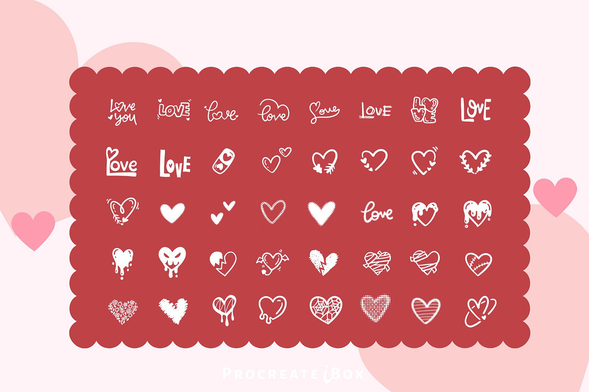 250 Procreate Valentines Stamps, a Brush Add-On by ProcreateiBox (Photo 7 of 9)