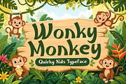 Wonky Monkey - Playfully Quirky Font, a Handwritten Font by HipFonts (Thumbnail 1 of 7)