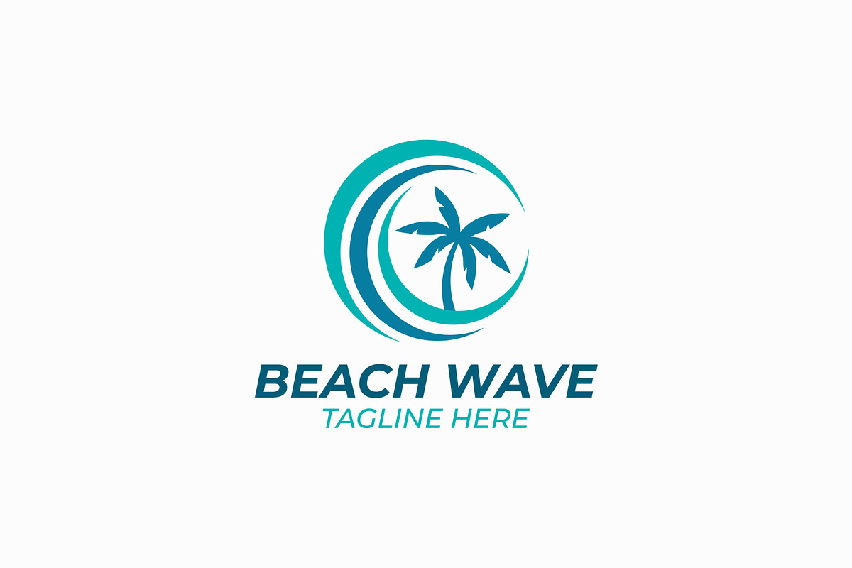 Tropical beach wave palm tree logo, a Branding & Logo Template by Signatoro (Photo 1 of 3)