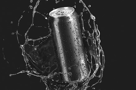 Black 550ml Can With Splash 3D Model, an Object 3D Model by rebrandy